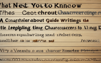 What You Need to Know About Character Writing Tips: A Comprehensive Guide to Developing Characters